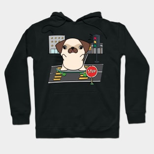 Funny Pug is on a skateboard Hoodie